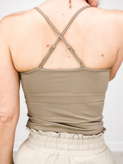 Cross Back Active Tank and Cuffed High-Waist Joggers Set