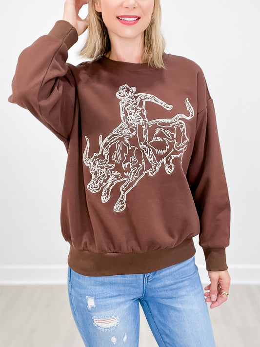 Embroidered Western Pullover Sweatshirt