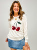Round Neck Long Sleeve Cherry Lightweight Sweater