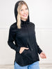 Long Sleeve Top with Adjustable Drawstring Neckline & Kangaroo Pocket