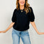 Cloudy Knit Round Neck Bubble Sleeve Top