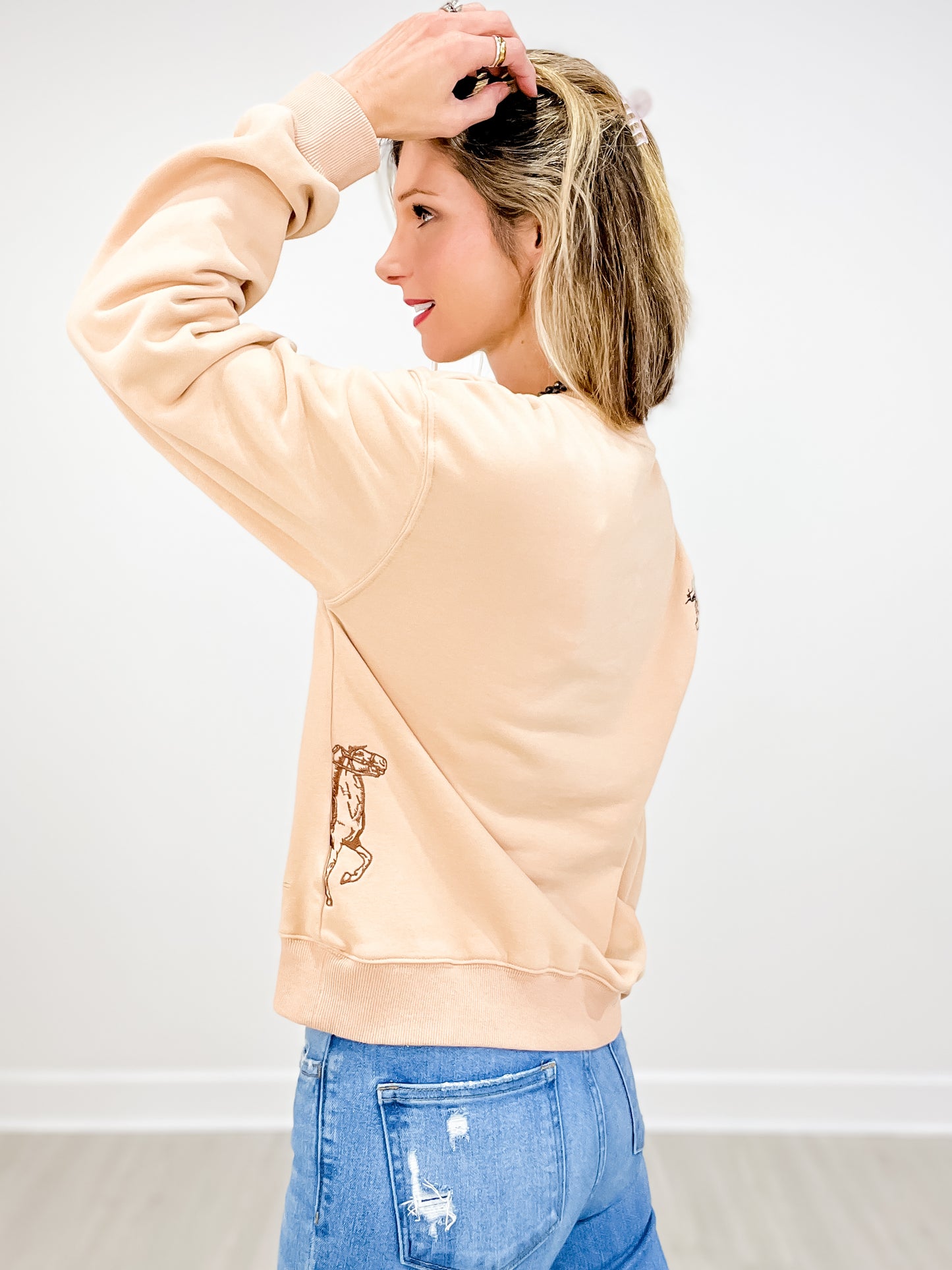 Western Motif Embroidered Graphic Sweatshirt