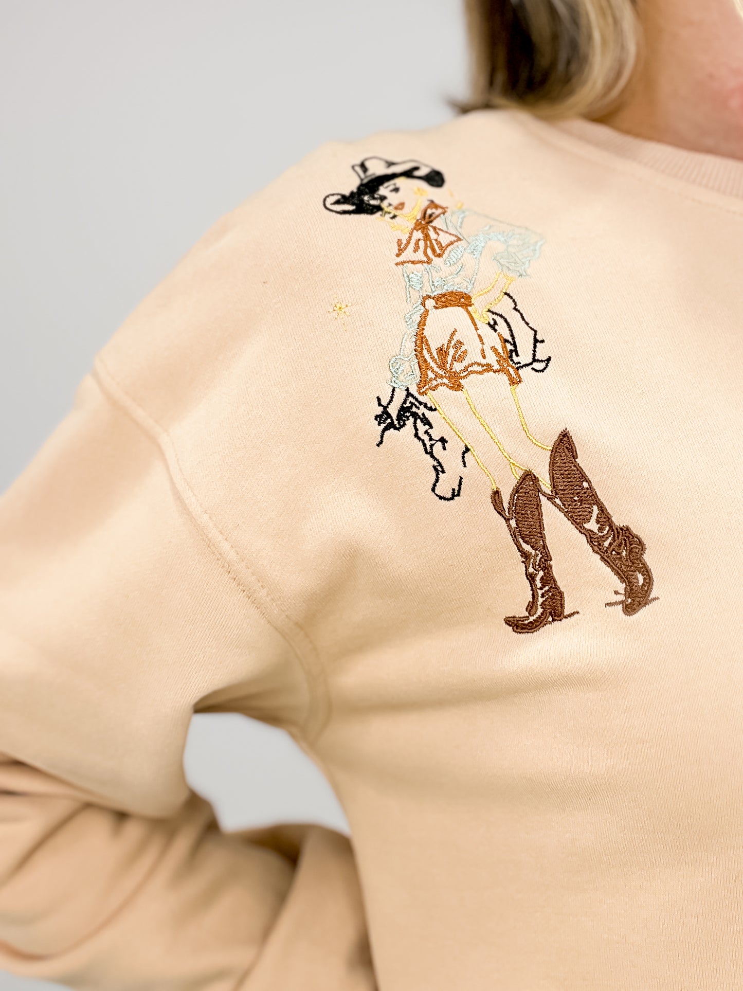 Western Motif Embroidered Graphic Sweatshirt