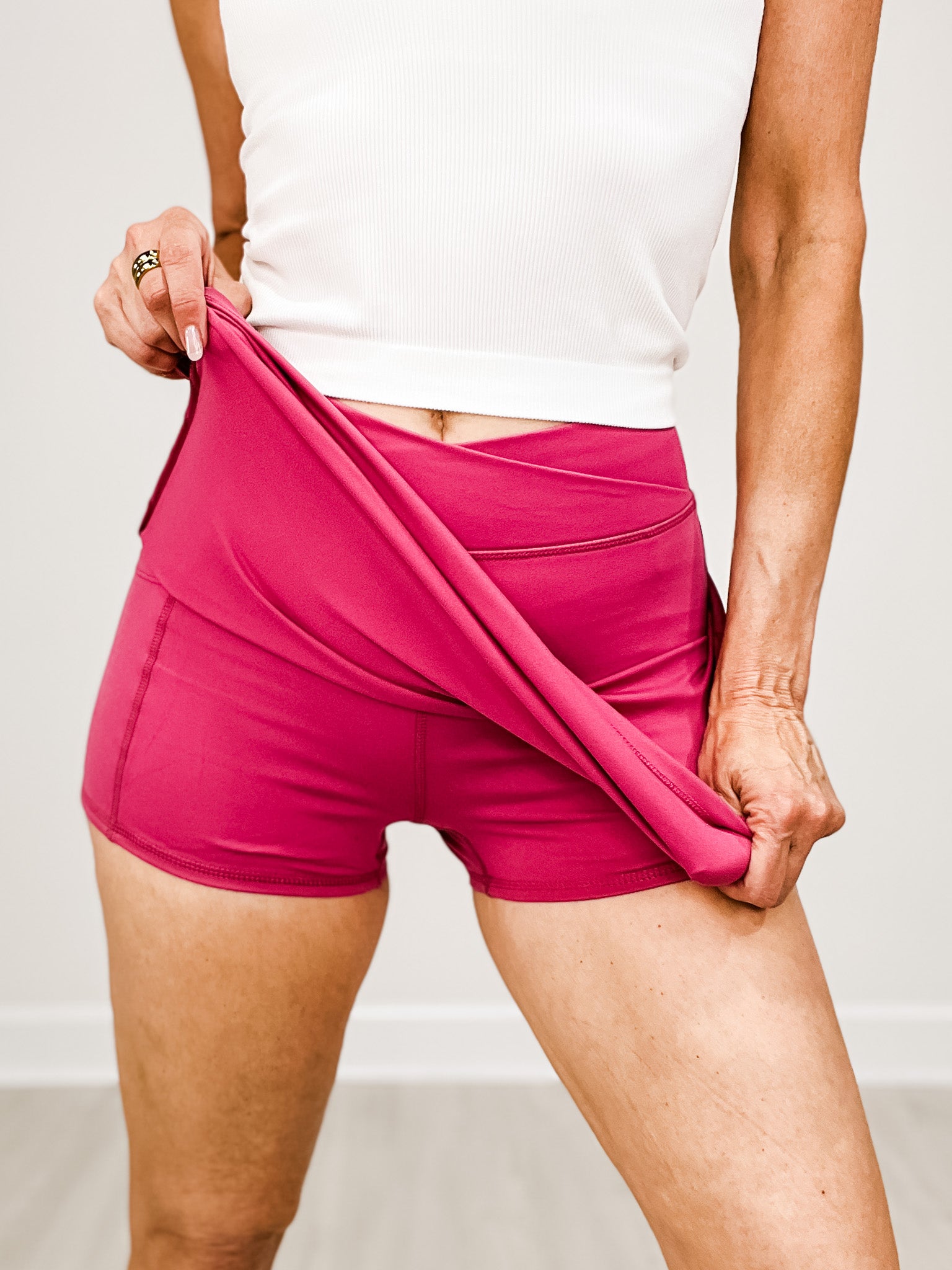 Classic Seamless Ribbed Tank Top and Active Skort Set