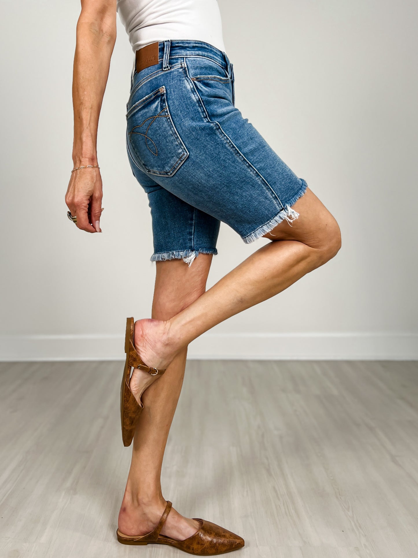 Judy Blue High-Waisted Frayed Hem Bermuda Short