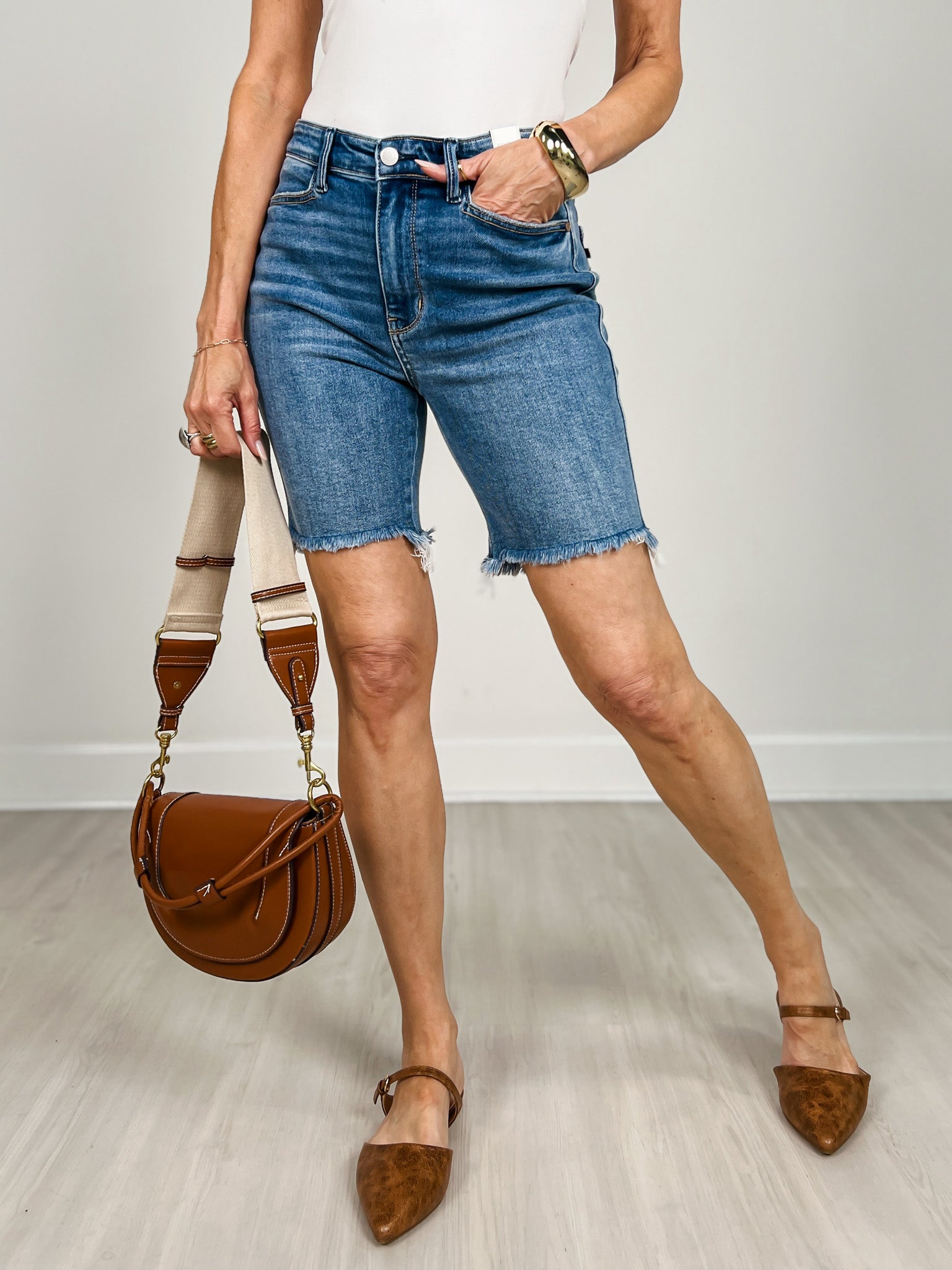 Judy Blue High-Waisted Frayed Hem Bermuda Short