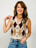 Argyle Pattern Button Down Knit Cardigan Vest