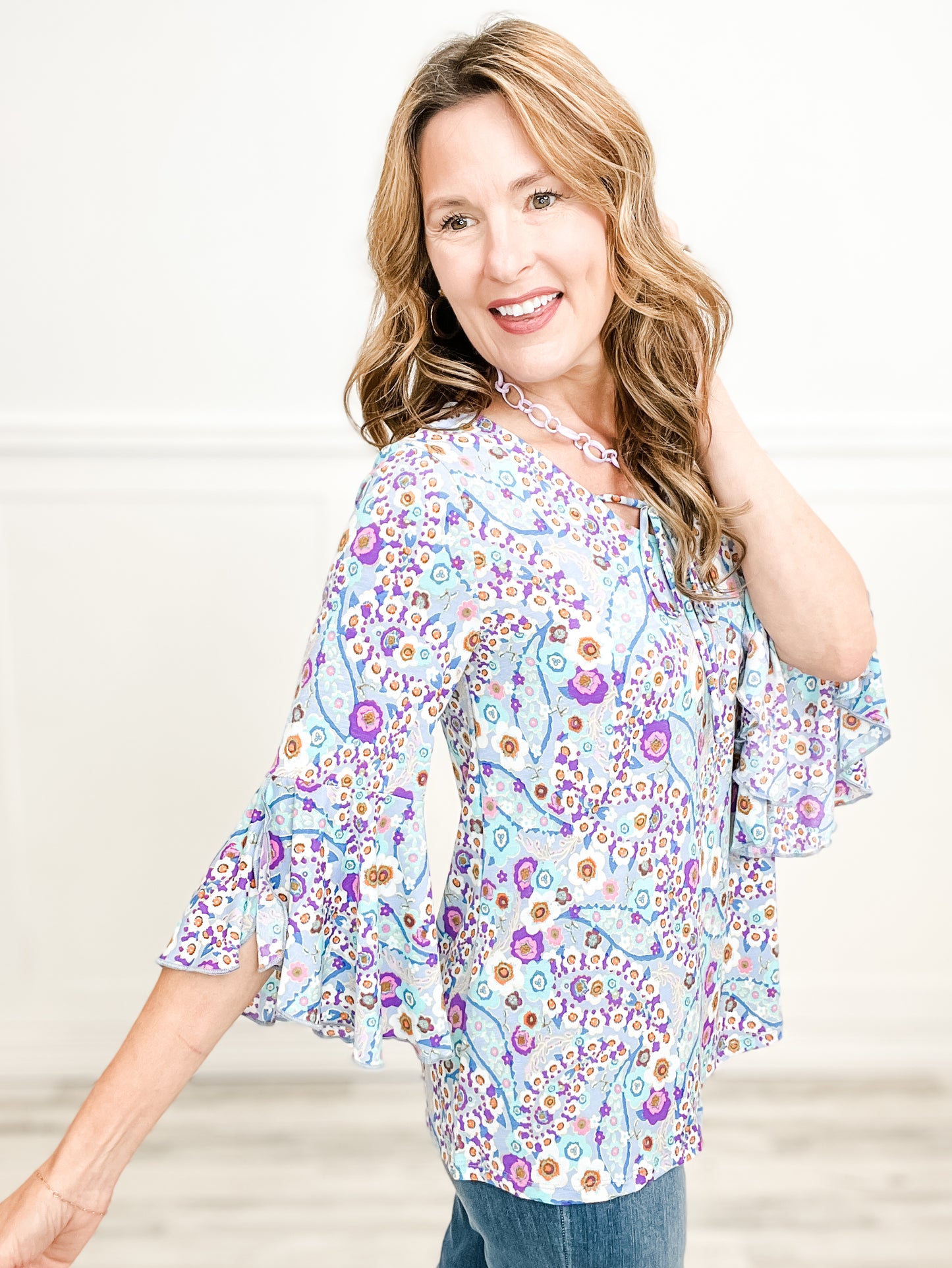 Baby Floral Tunic Top with Waterfall Bell Sleeves