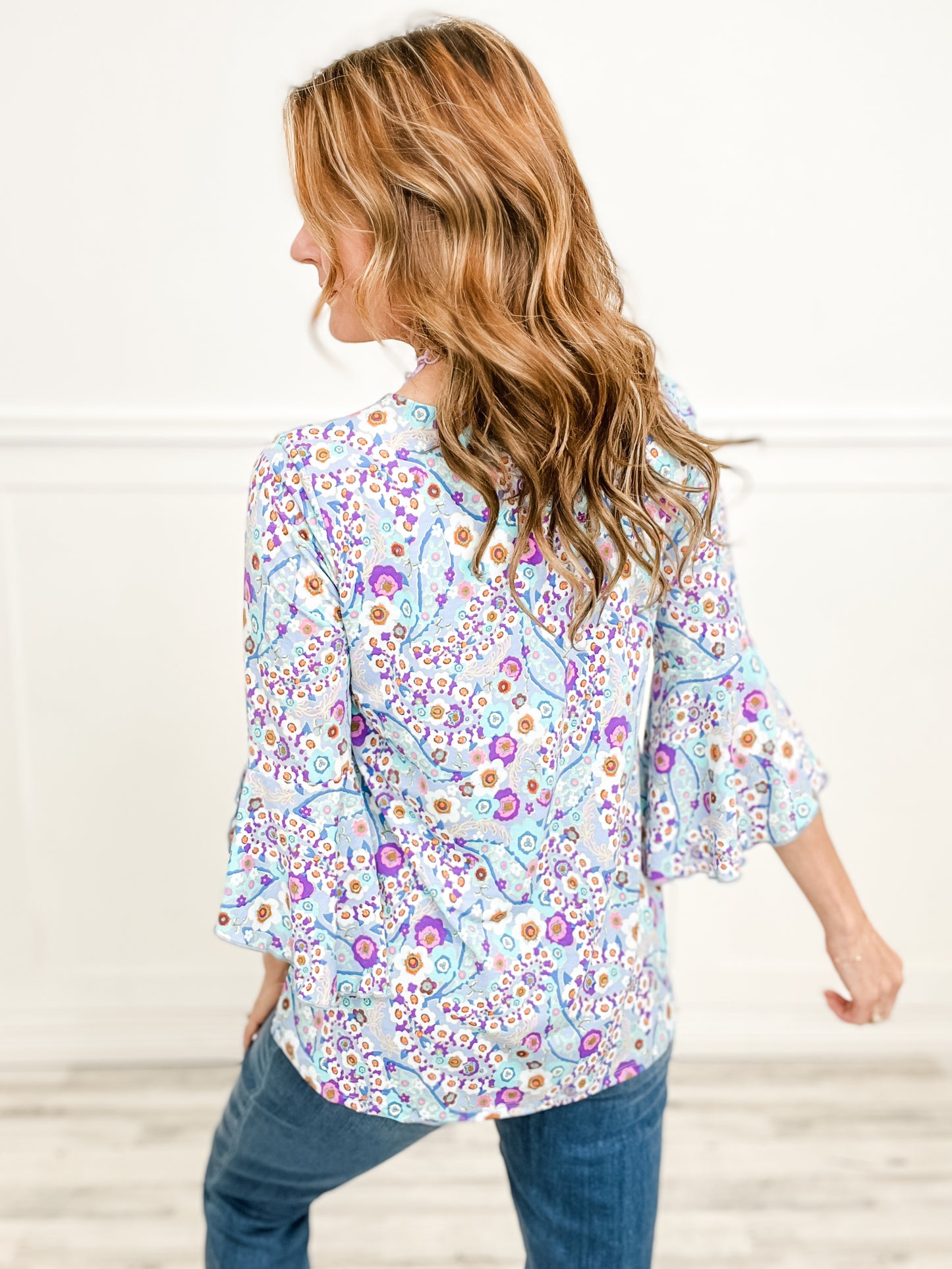 Baby Floral Tunic Top with Waterfall Bell Sleeves