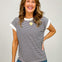 Stripe Contrast Trim Top with Round Neckline GRP A