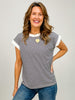 Stripe Contrast Trim Top with Round Neckline GRP A