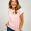 Stripe Contrast Trim Top with Round Neckline GRP A