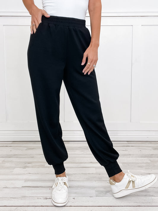 High Waisted Solid Knit Jogger