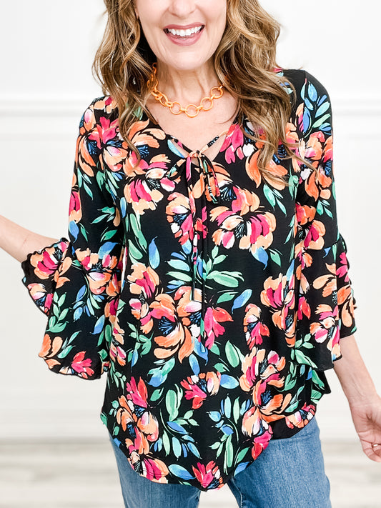 Magnolia Wild Tunic Top with Waterfall Bell Sleeves