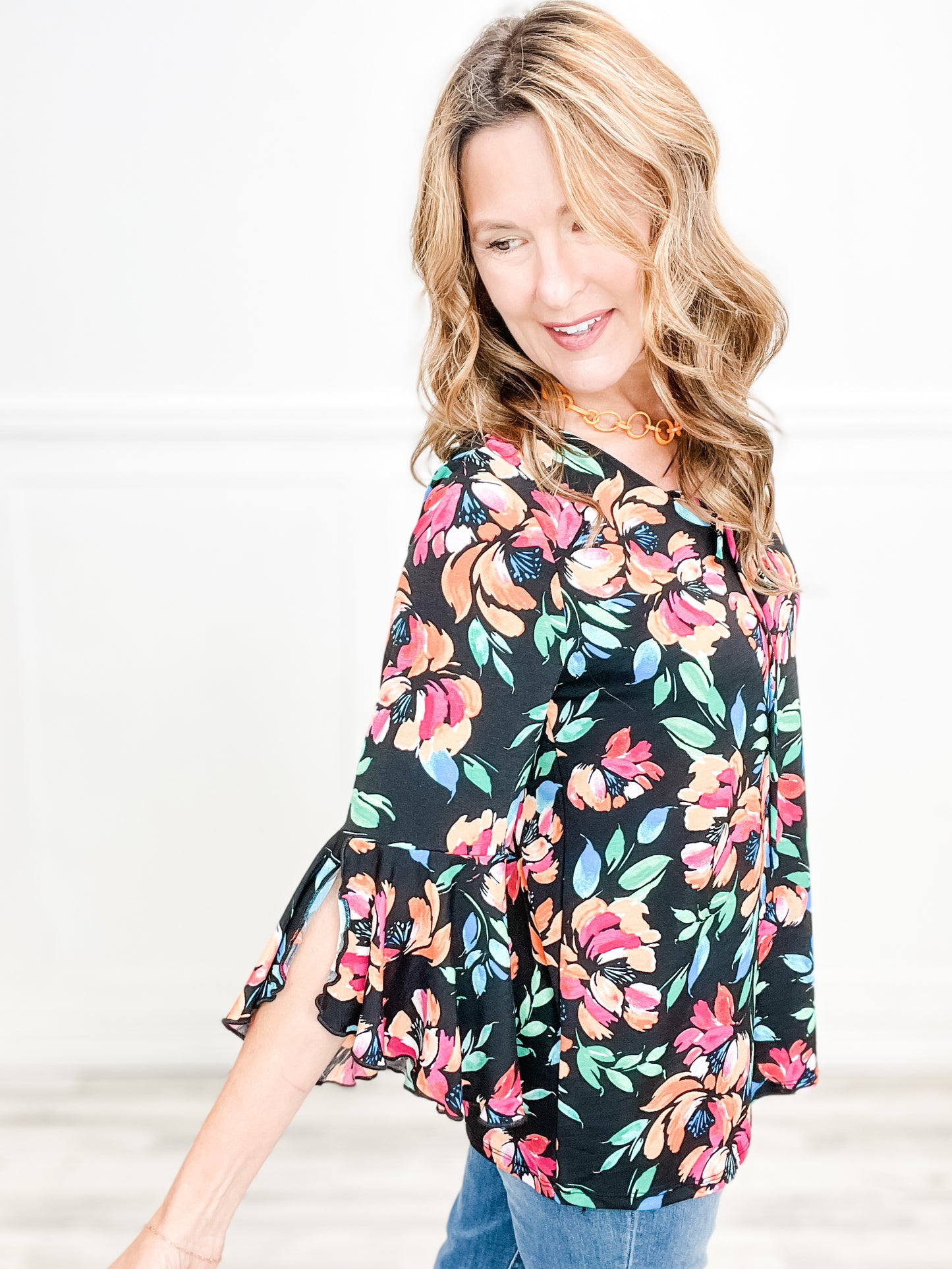 Magnolia Wild Tunic Top with Waterfall Bell Sleeves