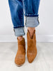 Corkys Quittin Time Western Booties in Tobacco Faux Suede