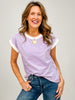 Stripe Contrast Trim Top with Round Neckline GRP B