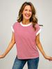 Stripe Contrast Trim Top with Round Neckline GRP C