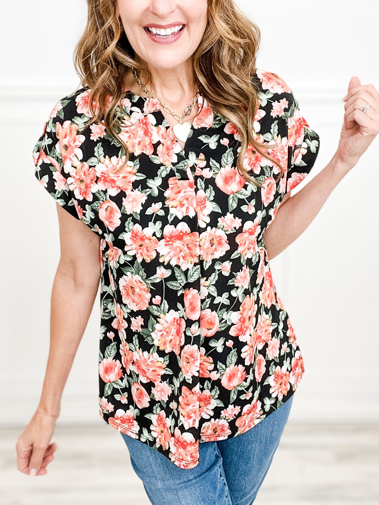 Brighten My Day Floral Lizzy Short Sleeve Top