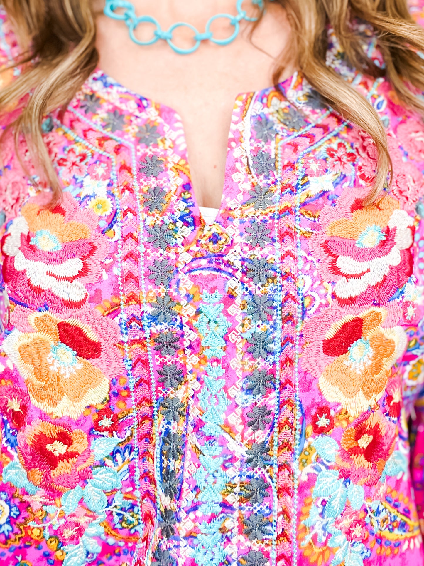 Flower Garden 3/4 Length Sleeve Tunic Top