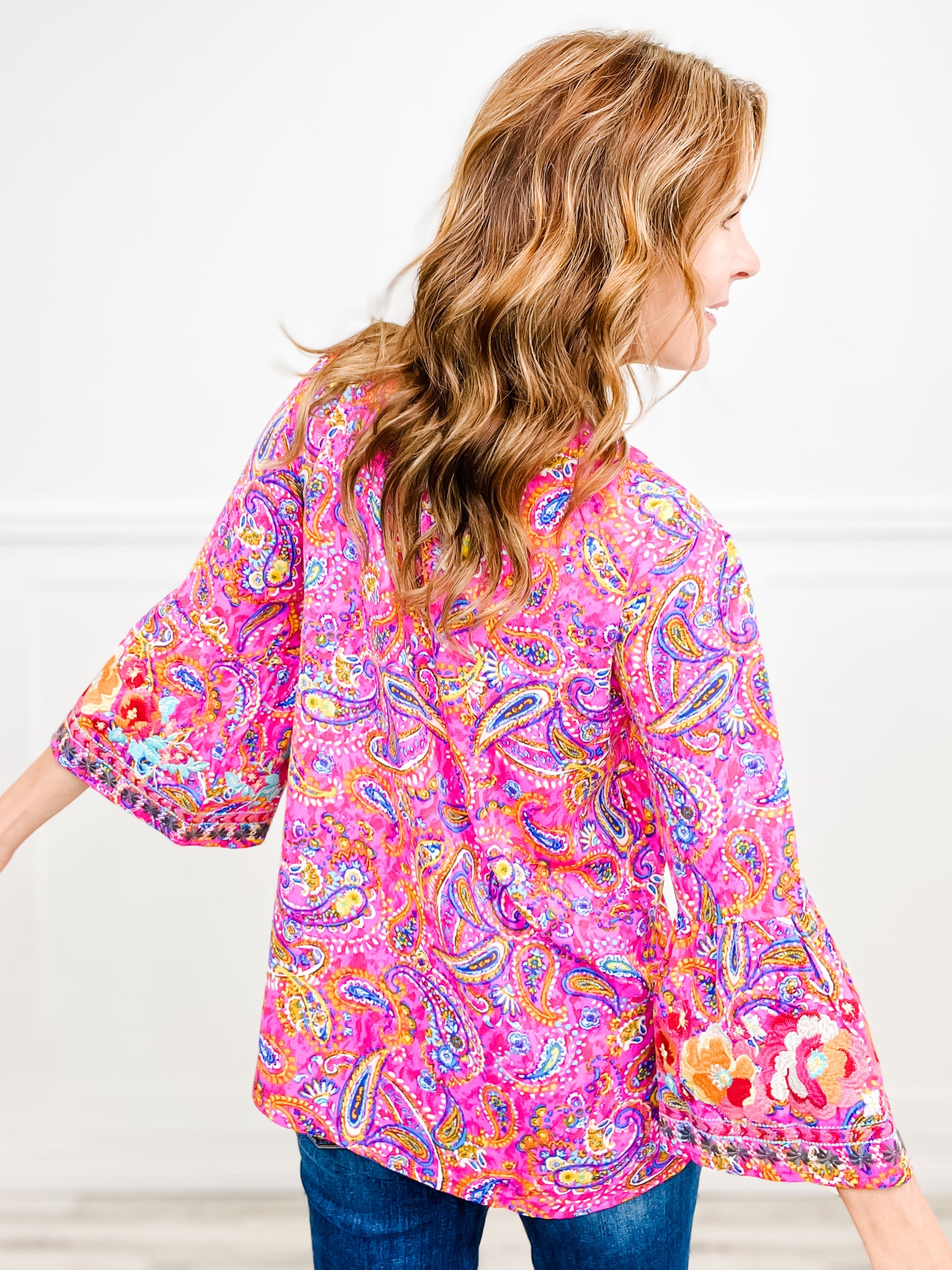 Flower Garden 3/4 Length Sleeve Tunic Top