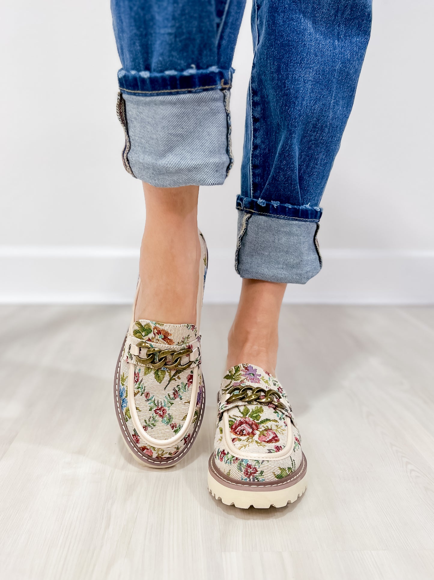 Corkys Literally Loafers in Sand Brocade Floral