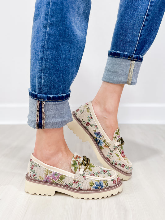 Corkys Literally Loafers in Sand Brocade Floral