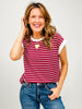 Cap Sleeve Stripe Contrast Trim Top - GRP A