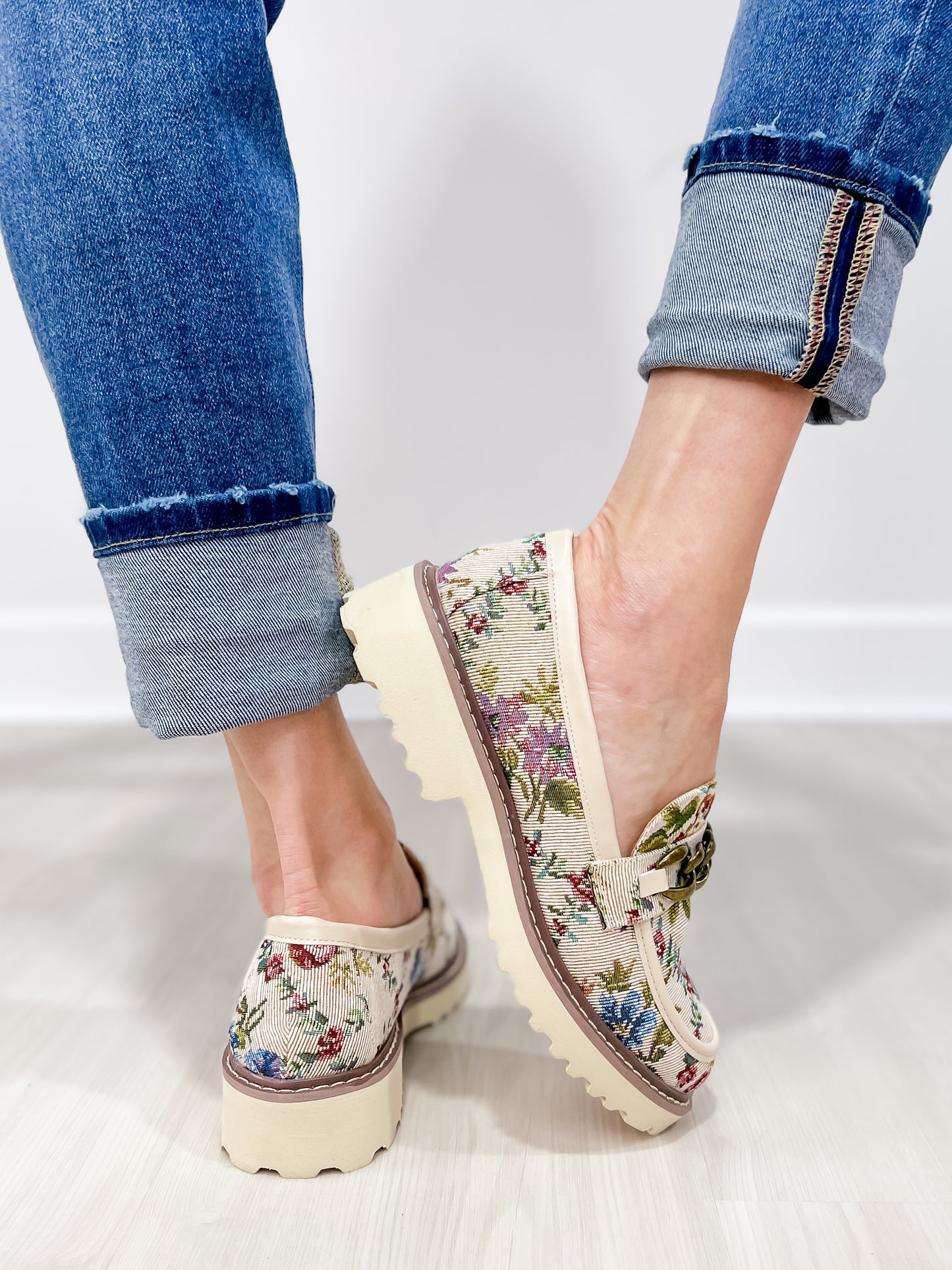 Corkys Literally Loafers in Sand Brocade Floral