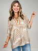 Dolman Sleeves Tropical Leaf Print Top