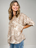 Dolman Sleeves Tropical Leaf Print Top