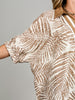 Dolman Sleeves Tropical Leaf Print Top