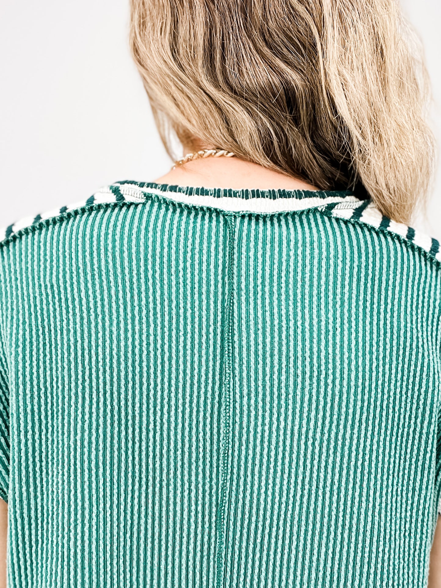 Round Neckline Drop Shoulder Short Sleeve Top