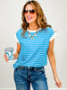 Cap Sleeve Stripe Contrast Trim Top - GRP D
