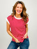 Cap Sleeve Stripe Contrast Trim Top - GRP D