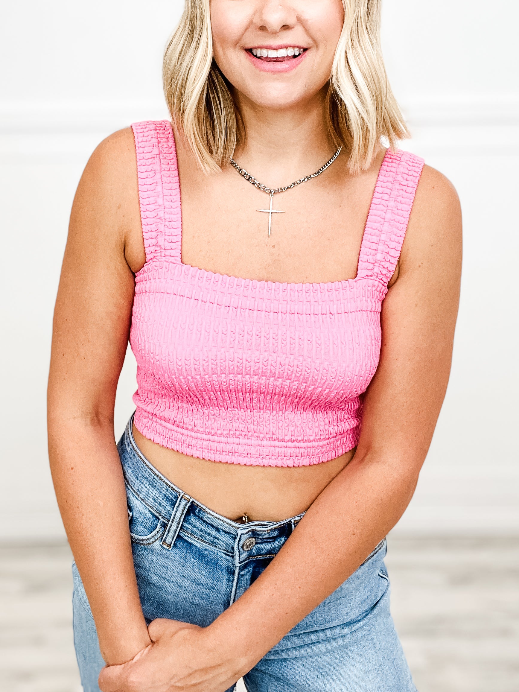 Cable Knit Highneck Crop Top