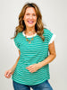 Cap Sleeve Stripe Contrast Trim Top - GRP B