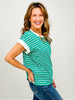Cap Sleeve Stripe Contrast Trim Top - GRP B