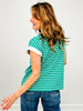 Cap Sleeve Stripe Contrast Trim Top - GRP B