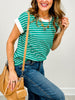 Cap Sleeve Stripe Contrast Trim Top - GRP B