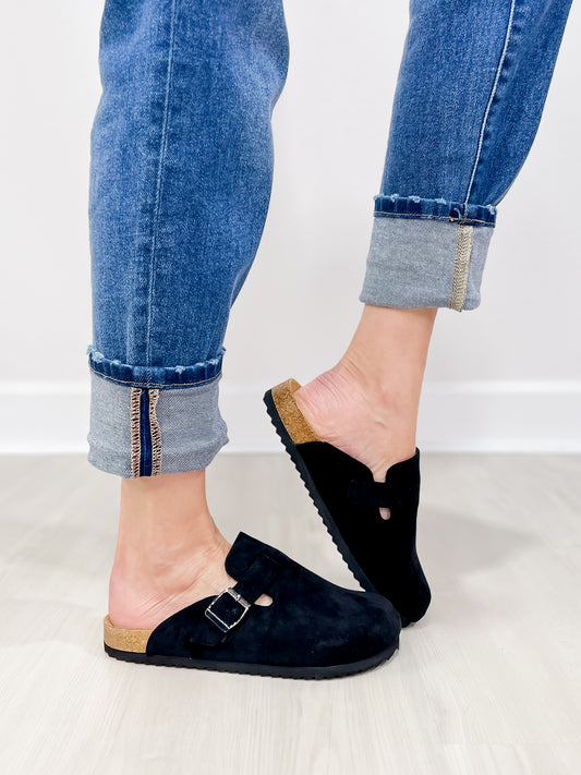 Corkys One For The Books Slip-On Clogs in Black Faux Suede