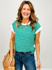 Cap Sleeve Stripe Contrast Trim Top - GRP B
