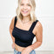 Shirred Square Neck Crop Top
