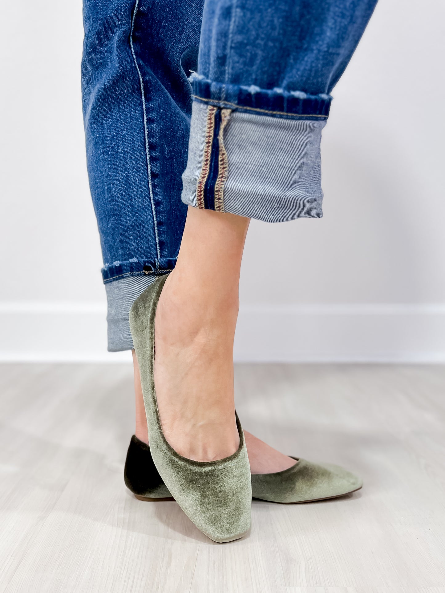 Corkys Over It Flats in Khaki Velvet