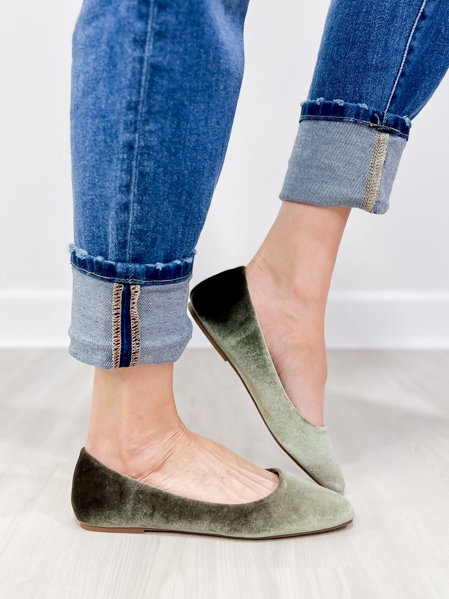 Corkys Over It Flats in Khaki Velvet