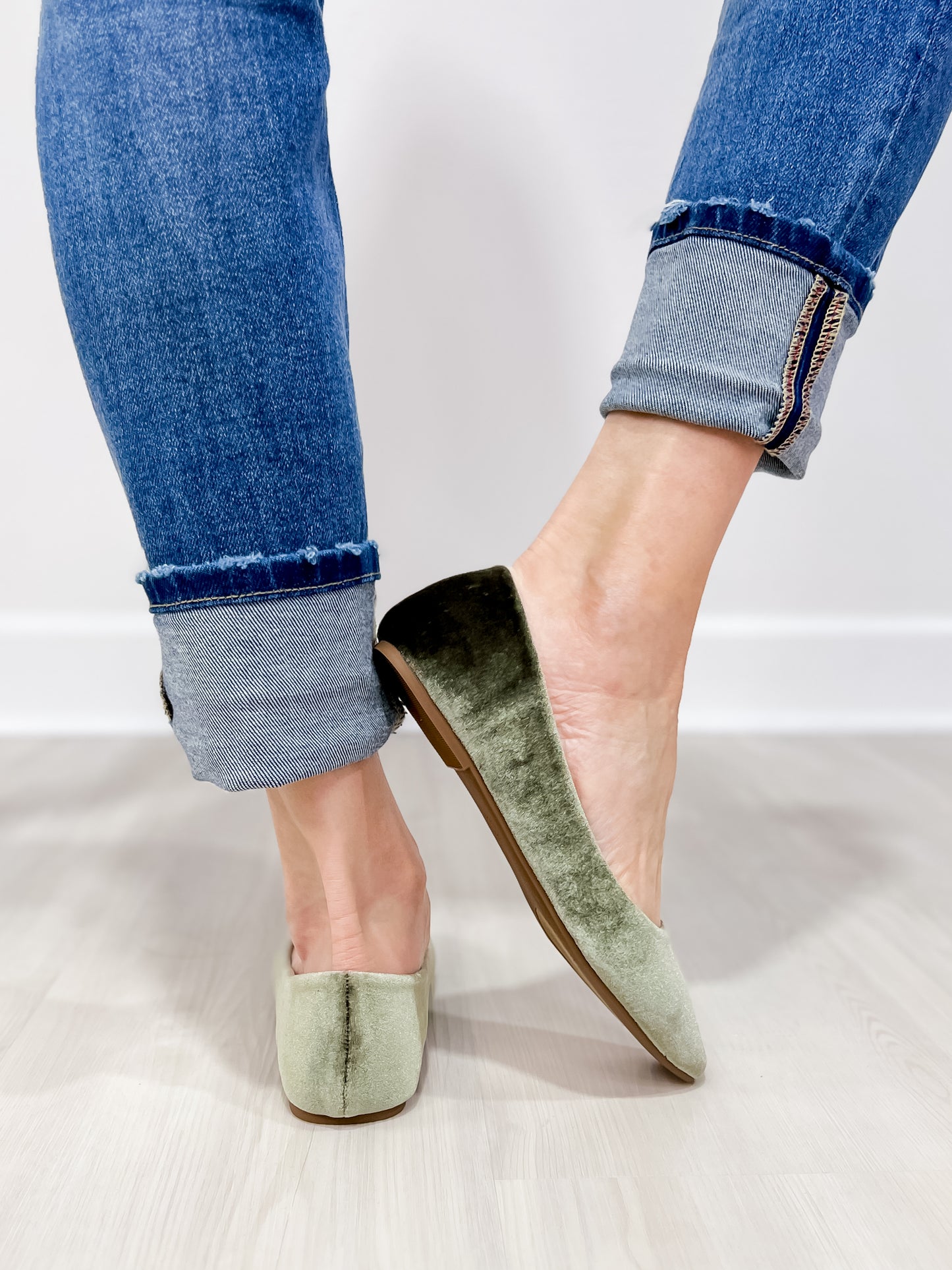 Corkys Over It Flats in Khaki Velvet