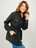 Button Down Wool Like Belted Shacket