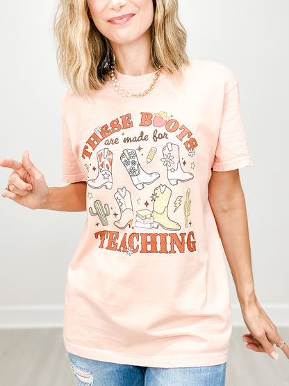 These Boots Are Made For Teaching Rhinestone Graphic Tee