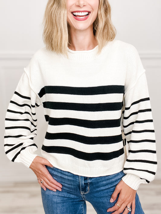 Striped Roll Neck Long Sleeve Sweater