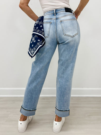 Judy Blue MAIN STREET Mid-Rise Boyfriend Jeans with Bandana Loop
